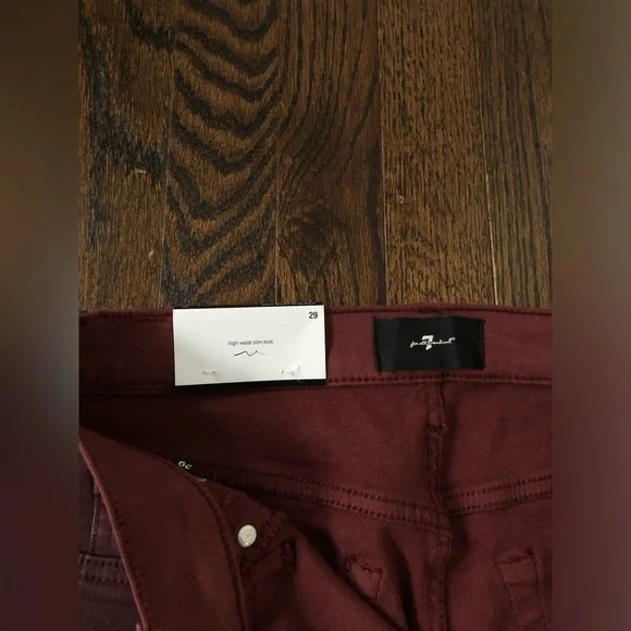 7 for all Mankind Women’s 29 High Waist Slim Kick Cropped Jeans in Ruby - NWT! - Picture 7 of 16